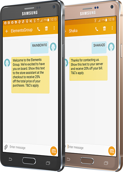 Connect98 text message example on mobile phone