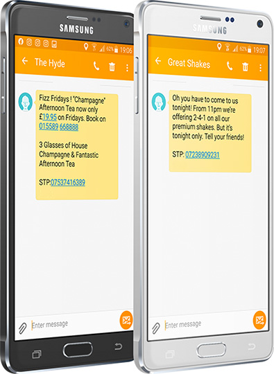 Connect98 text message example on mobile phone