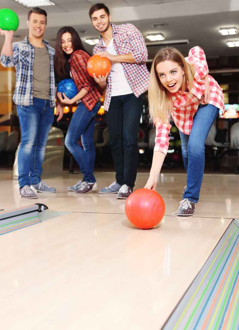Friends at 10 pin bowling
