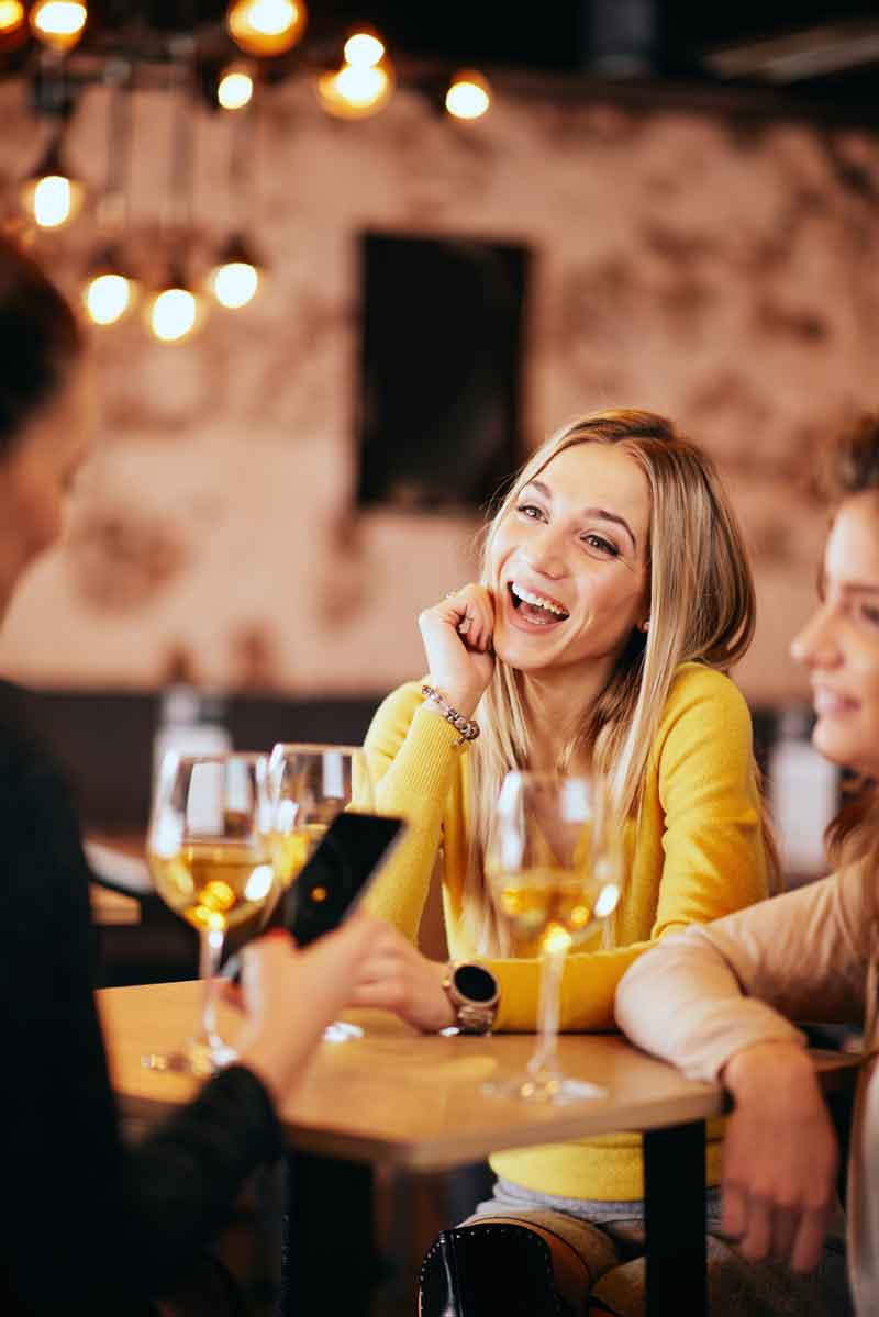 Friends in restaurant