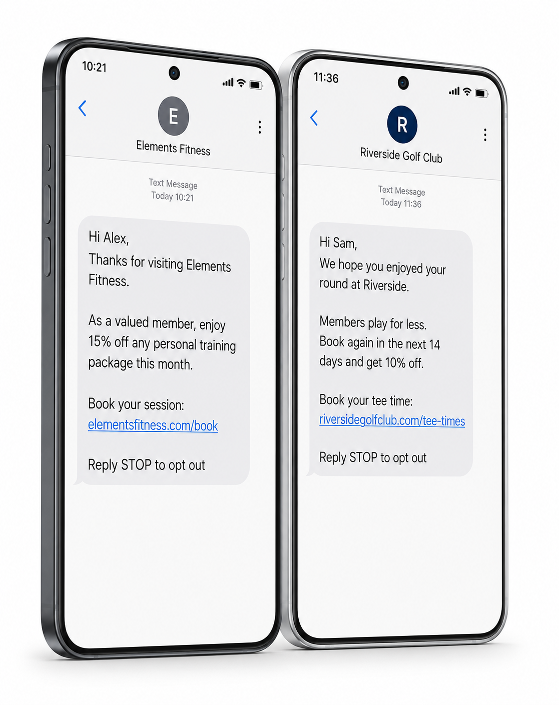 SMS marketing messages using customer data to drive repeat bookings and revenue
